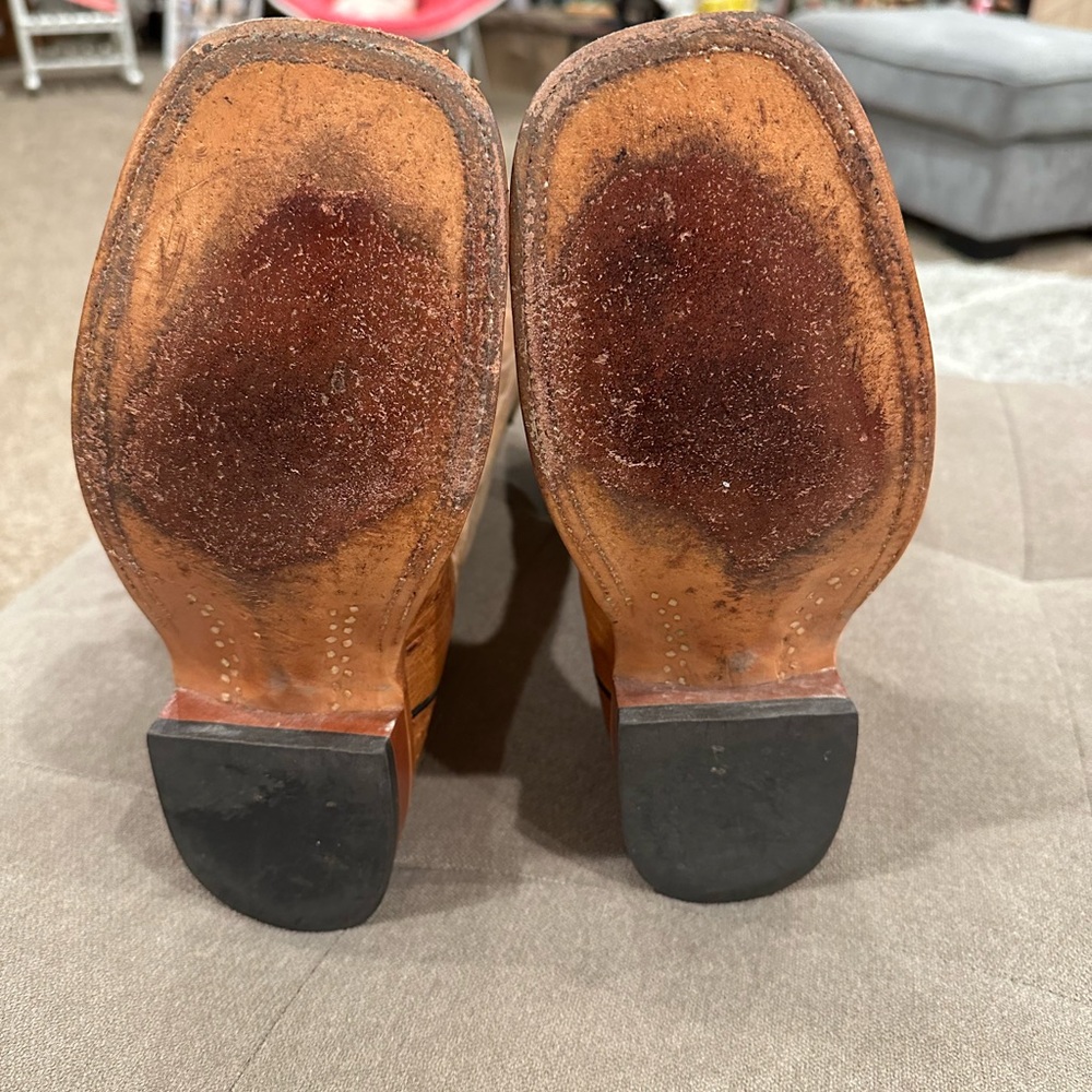 Brown Leather Cowboy Ostrich Boots Anderson Bean - Picture 4 of 6